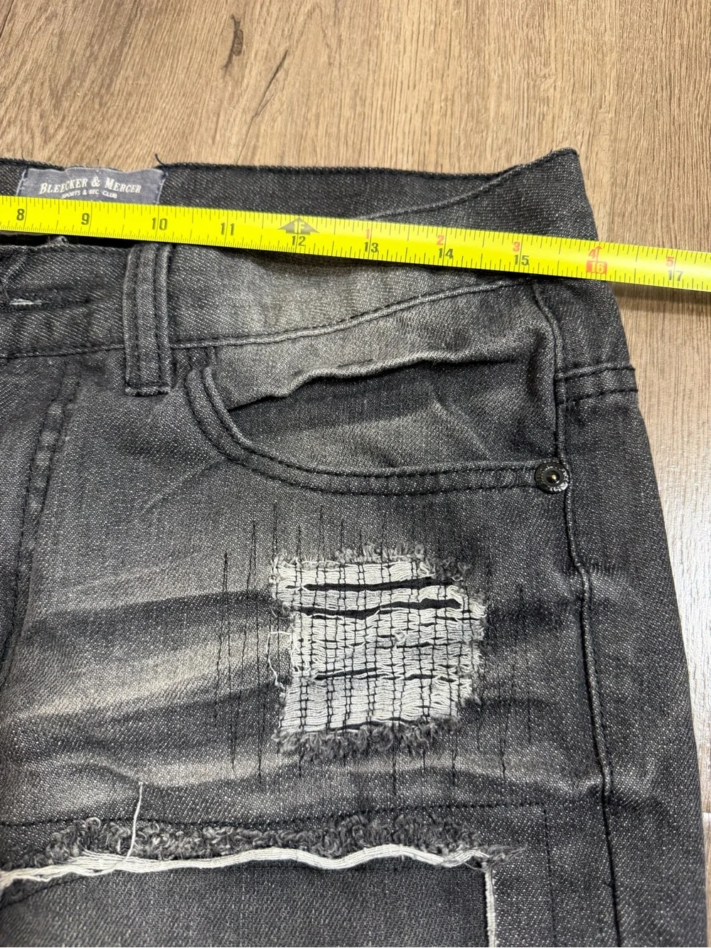 Men's Distressed Black Patchwork Jeans