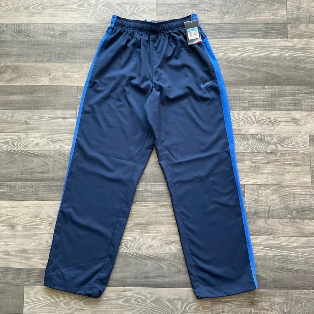 NWT Nike Team Woven Dri Fit Training Pants Men’s MEDIUM Blue Cord Hem 377786-451