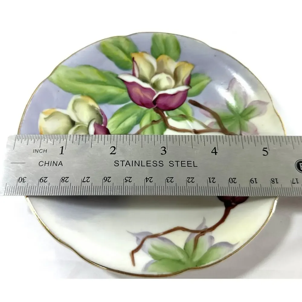 Vintage Wood Rose Hawaii Tea Cup & Saucer Hand Painted Floral Gold Trim Japan