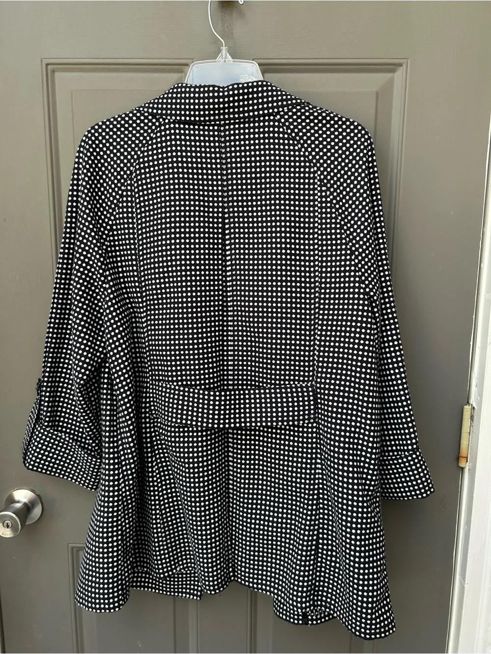 Black and White Polka Dot Open-Front Women's Jacket