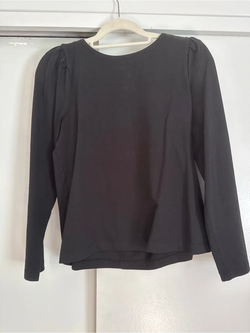 J. Crew Black Long-Sleeve Puff Shoulder Shirt
