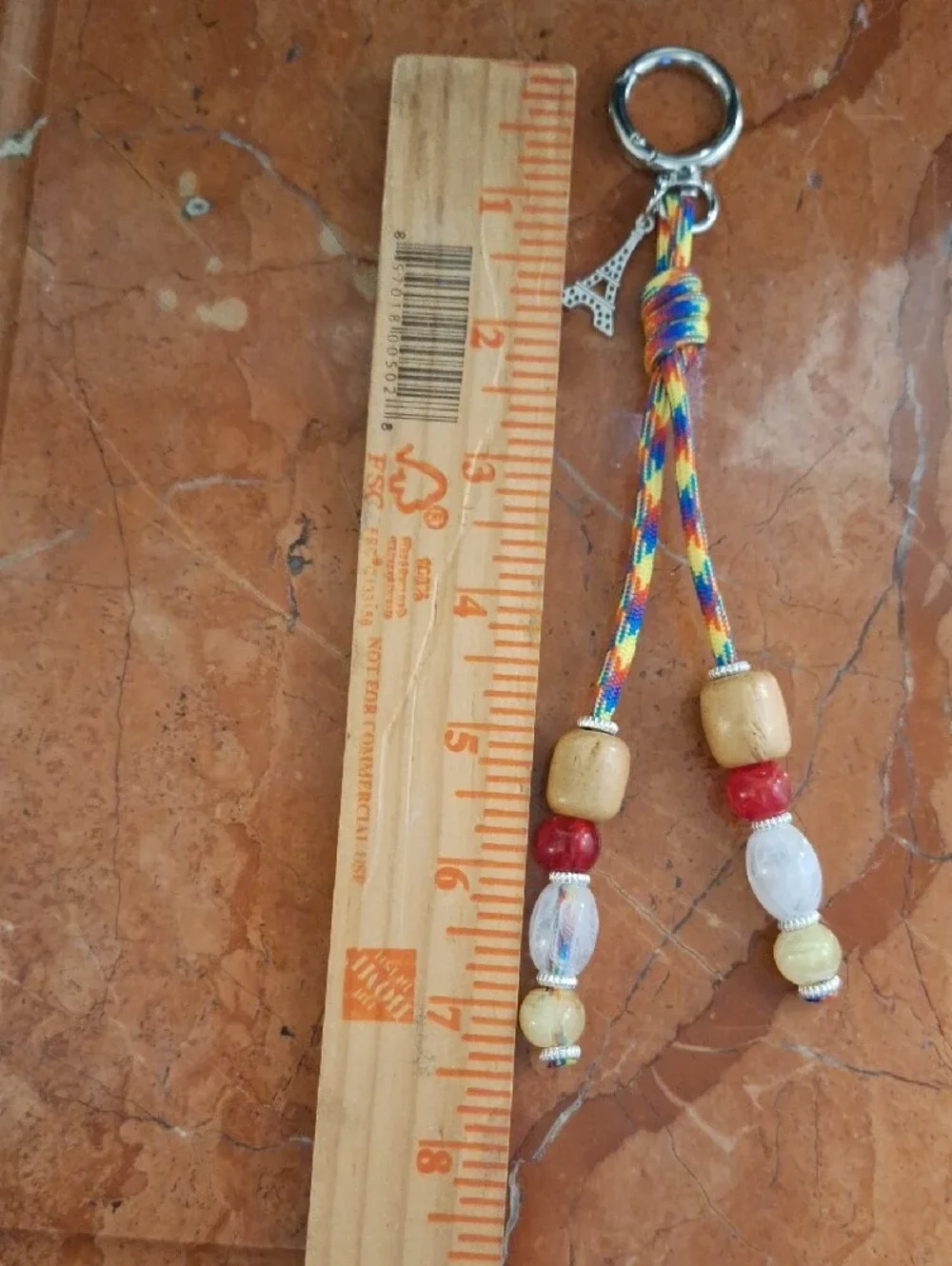 Colorful Beaded Tassel Keychain Bag Charm with Eiffel Charm