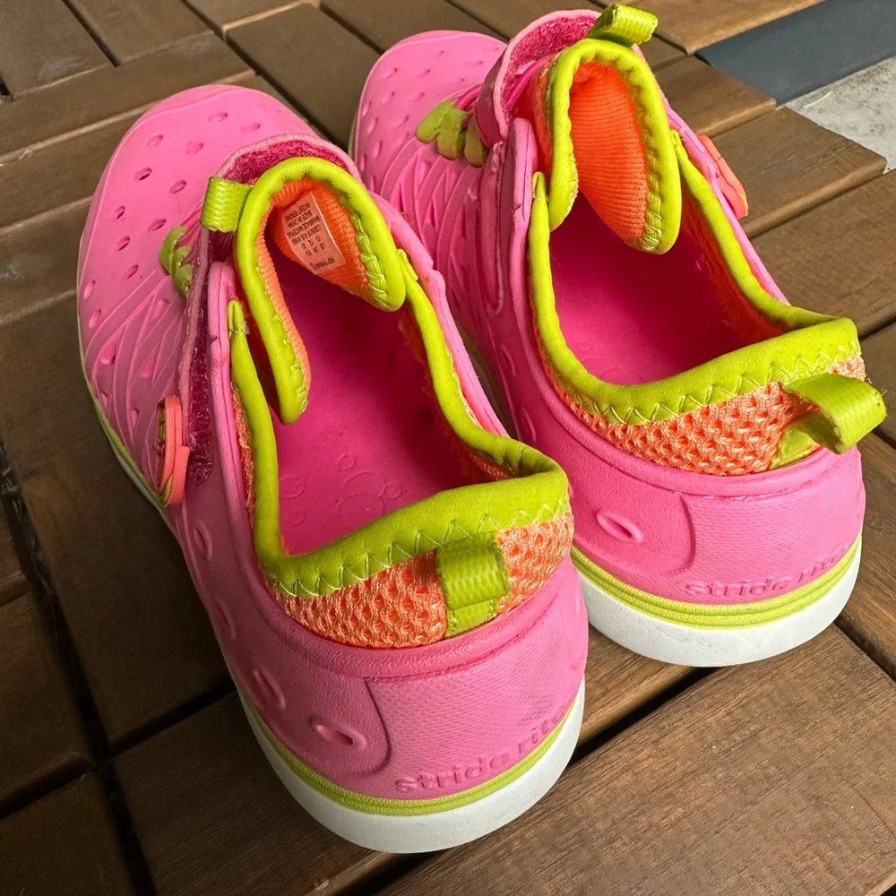 Stride Rite Kids Bright Pink Sneakers with Neon Green Accents