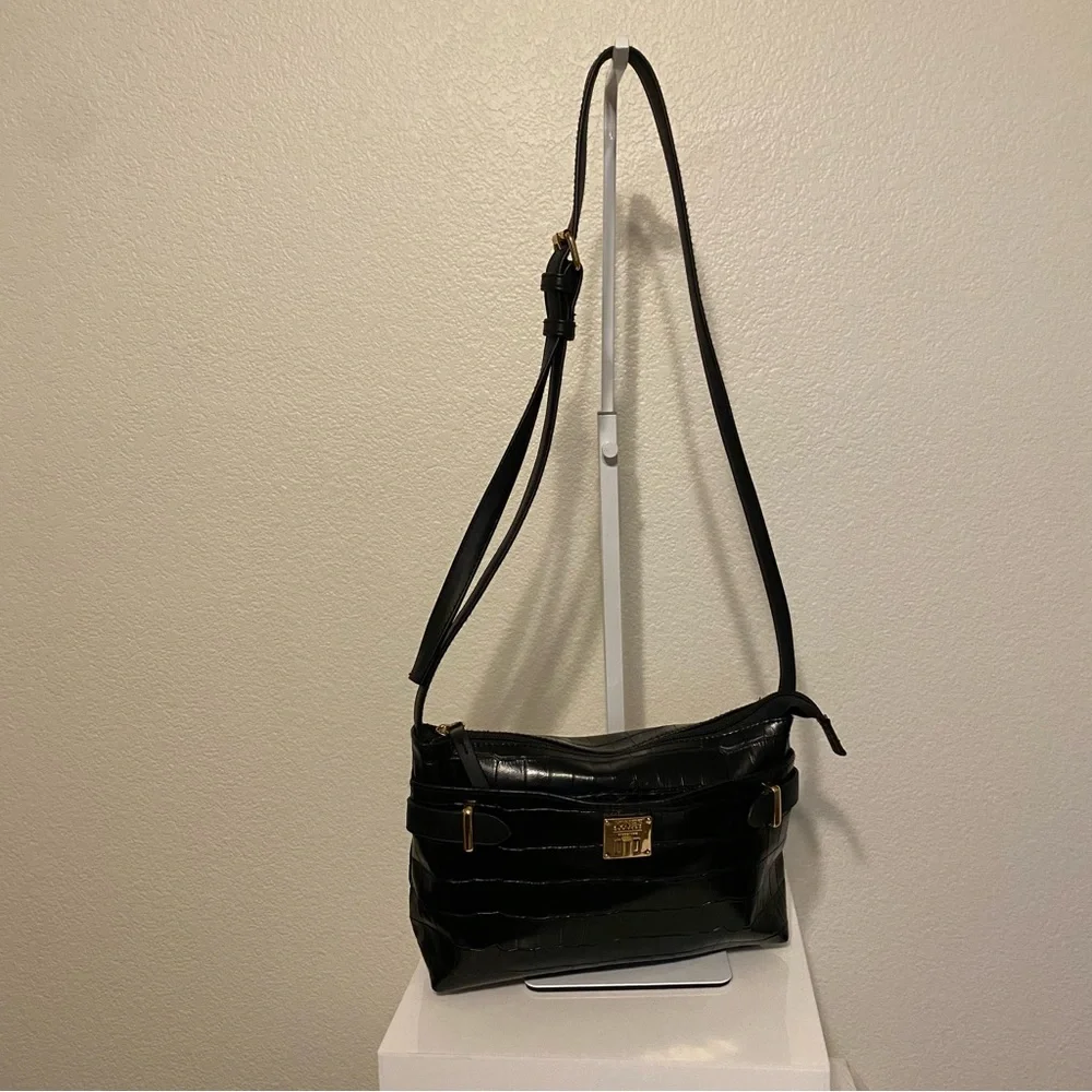 EUC Jones New York Vegan Leather Crocodile Embossing Crossbody Bag