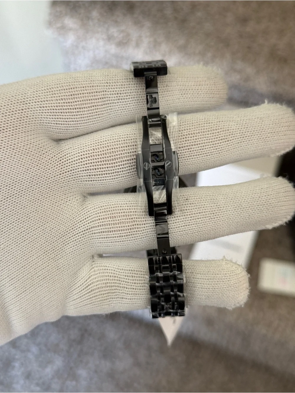 Emporio Armani Women's Black and Rose Gold Stainless Steel Bracelet Watch