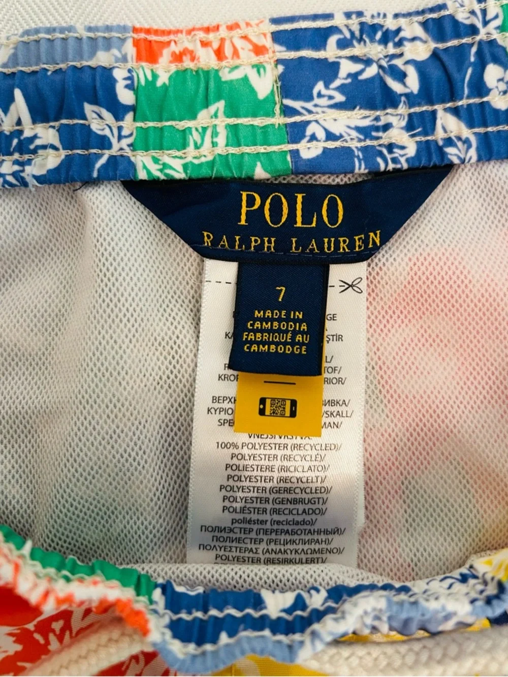 Polo Ralph Lauren Boys Traveler Patchwork Bandana Swim Trunks & Free Nautica Tee