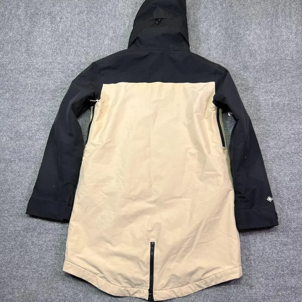 Burton GORE-TEX Living Lining Jacket Mens Small Beige Hooded Ski Snow Insulated