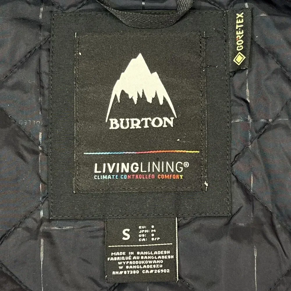 Burton GORE-TEX Living Lining Jacket Mens Small Beige Hooded Ski Snow Insulated