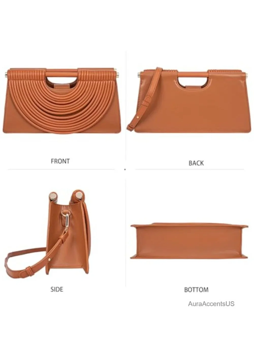 Woven Noodle Half Round Evening Clutch PU Faux Leather Shoulder Crossbody Bag
