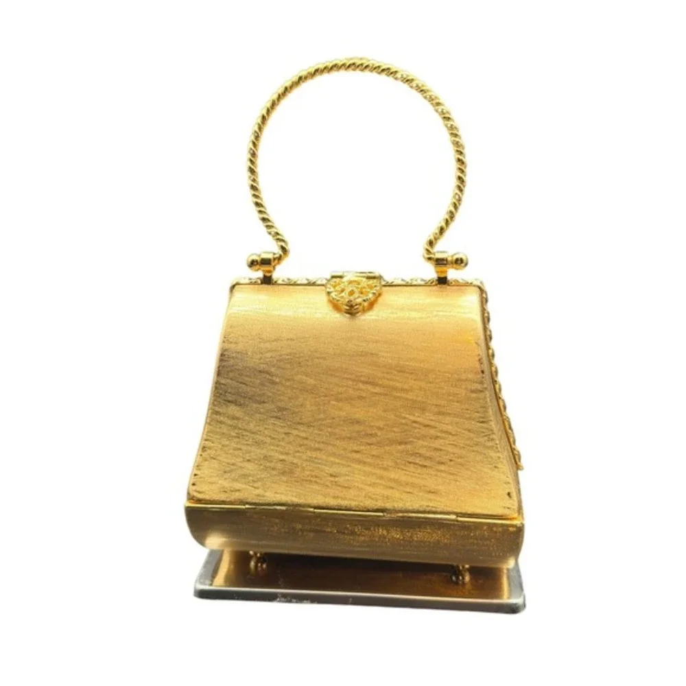 Vintage Gold Metal Hard Shell Minaudiere Evening‎ Bag Rodo Firenze Italy KC