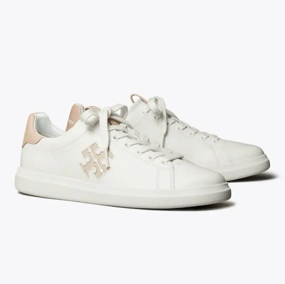 Tory Burch Women’s Howell Court Sneakers White & Pink Sz 10.5