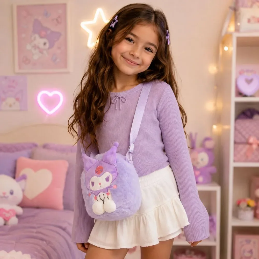 Kuromi Small Kawaii Purple Plush Crossbody Bag Birthday Christmas Gift Idea Set