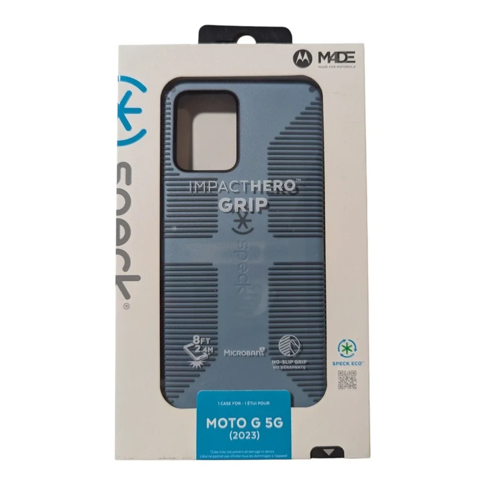 E3. Speck ImpactHero Grip Case for Moto G 5G (2023 Only) - Light Blue/Gray