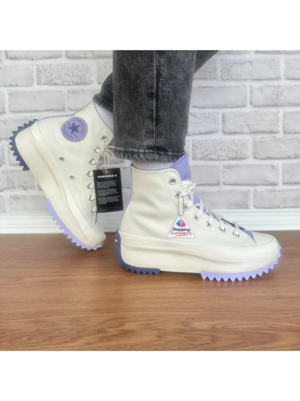⭐Converse Run Star Hike Hi Platform 9 Women's Shoes Sneakes Beige Purple A16188C