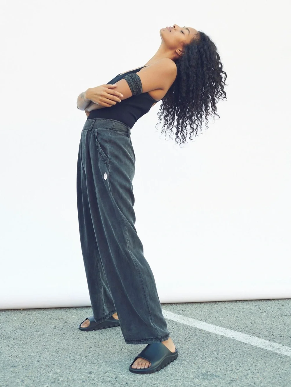 Free People reform pants Washed Black Wide-Leg Pants