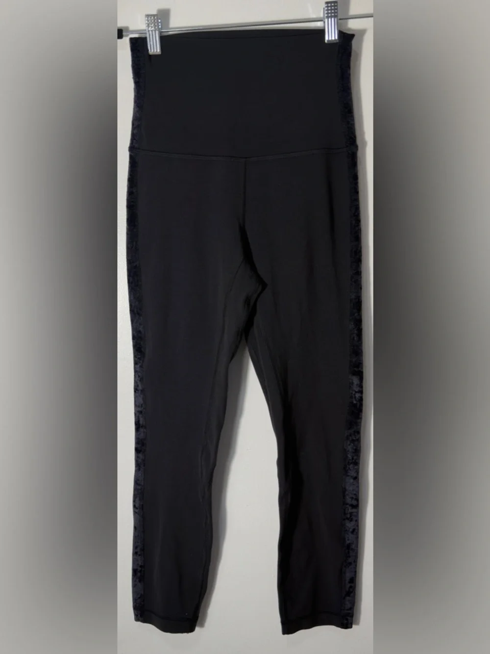 lululemon athletica Black Leggings with Velvet Side Panel