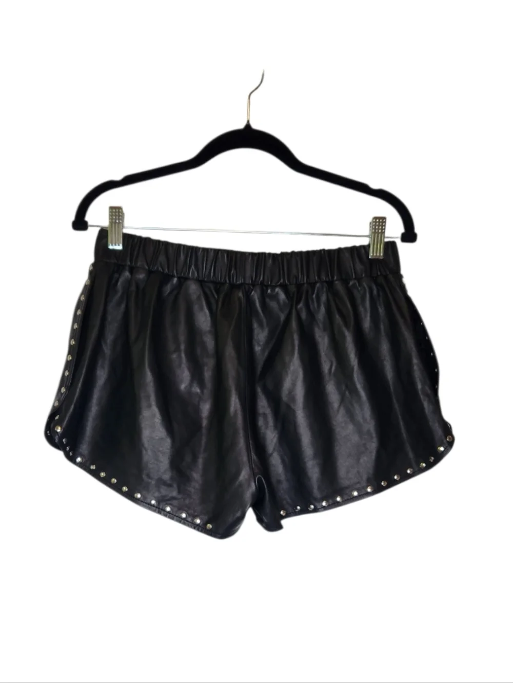 Brenda Knight For Free People 100% Lambskin Leather Studded Shorts Size M