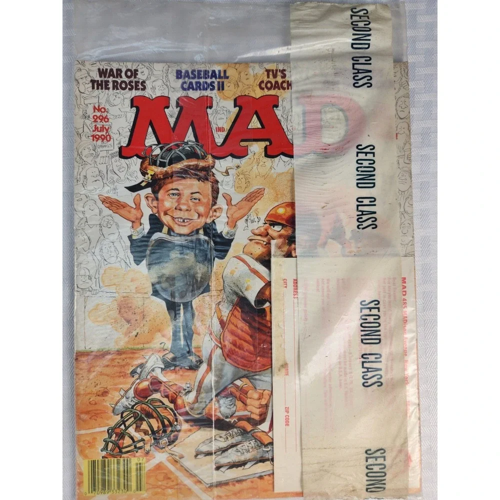 MINT! New! July 1990 Mad Magazine #296 Baseball Cards In Original Plastic Sleeve