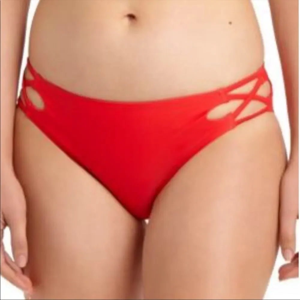 California Waves red strappy bikini swim bottom