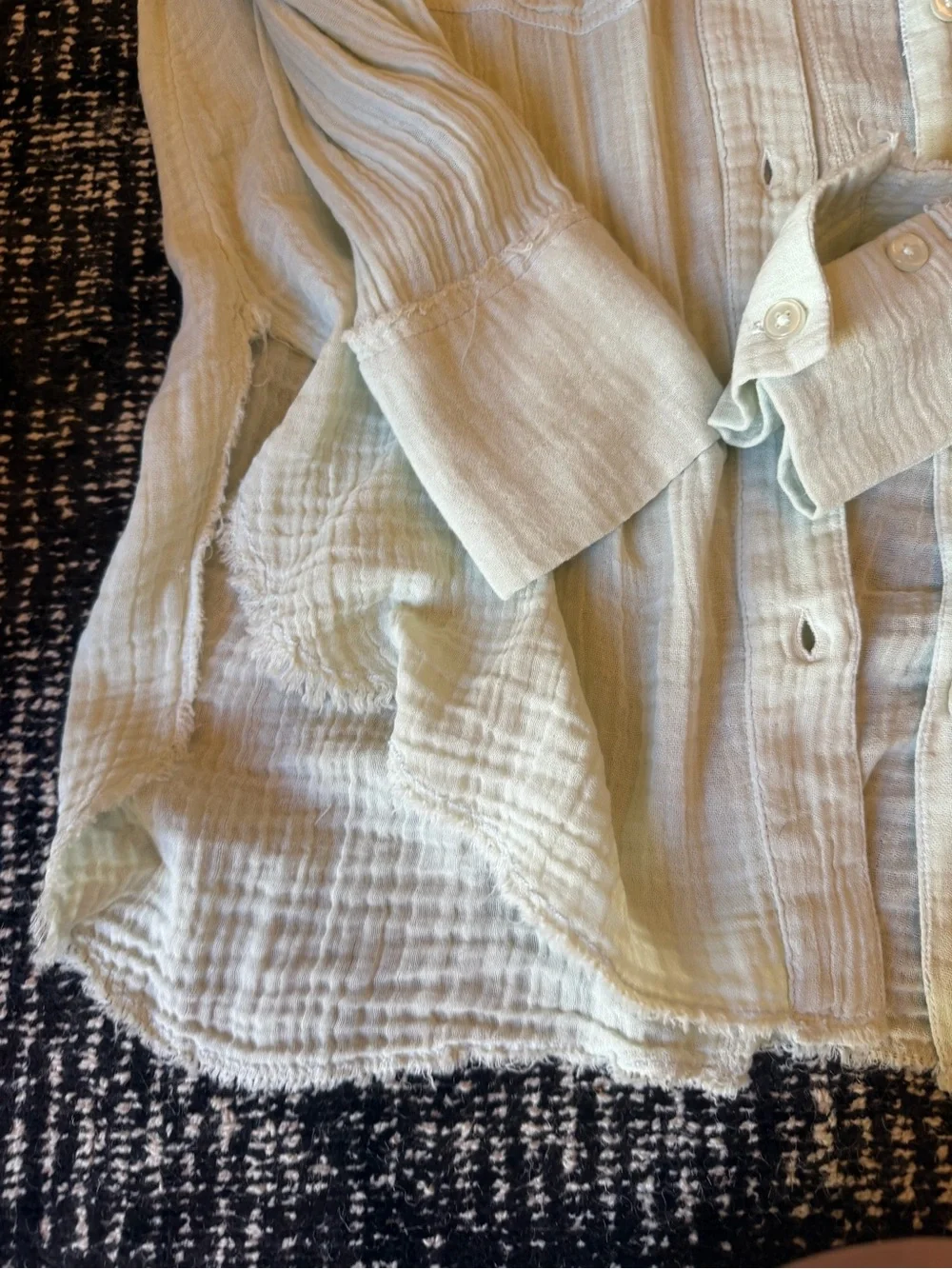 Urban outfitters Light Mint Gauze Button-Up Shirt
