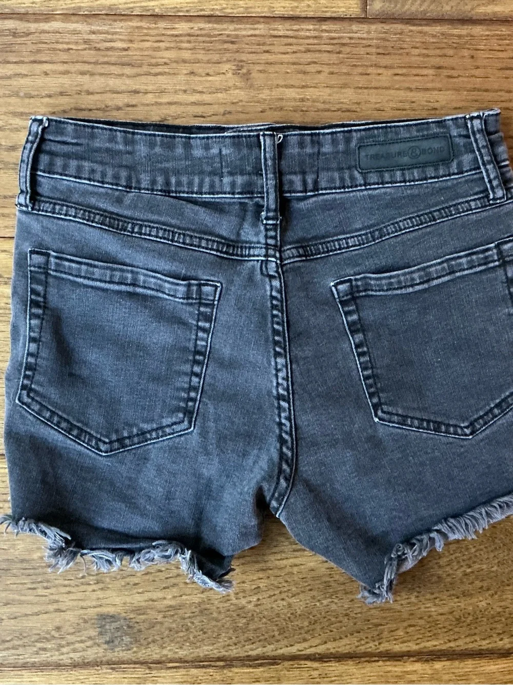Treasure & Bond Distressed Charcoal Gray Denim Shorts
