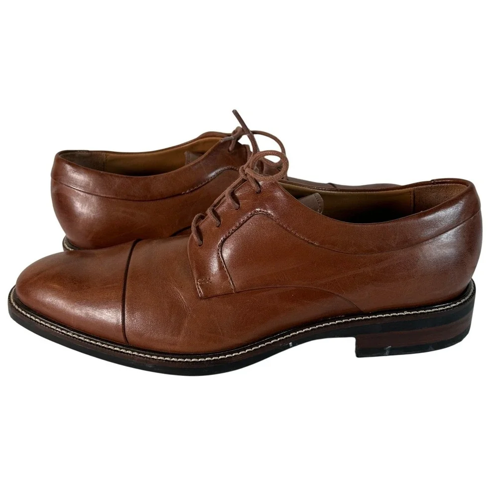 Cole Haan Mens C20153 Brown Leather Cap Toe Derby Dress Shoes Size 8 M