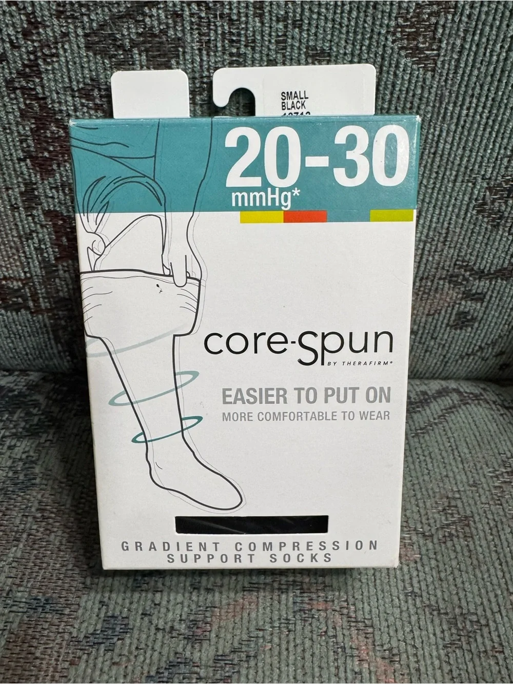 Core-Spun 20-30 mmHg Black Compression  Socks - Easier On/Off Small unisex