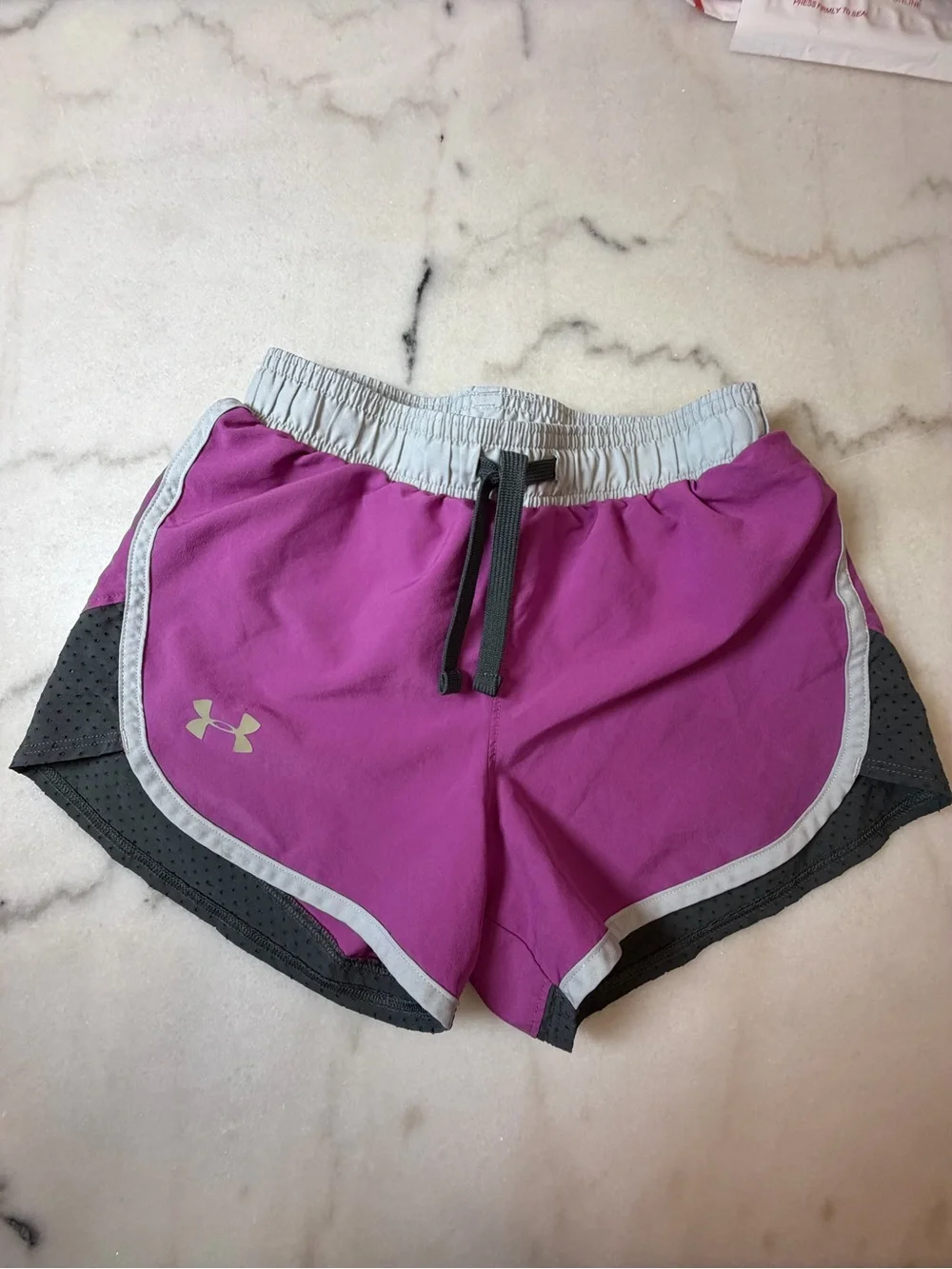 Under Armour Girls Purple and Gray Athletic Shorts
