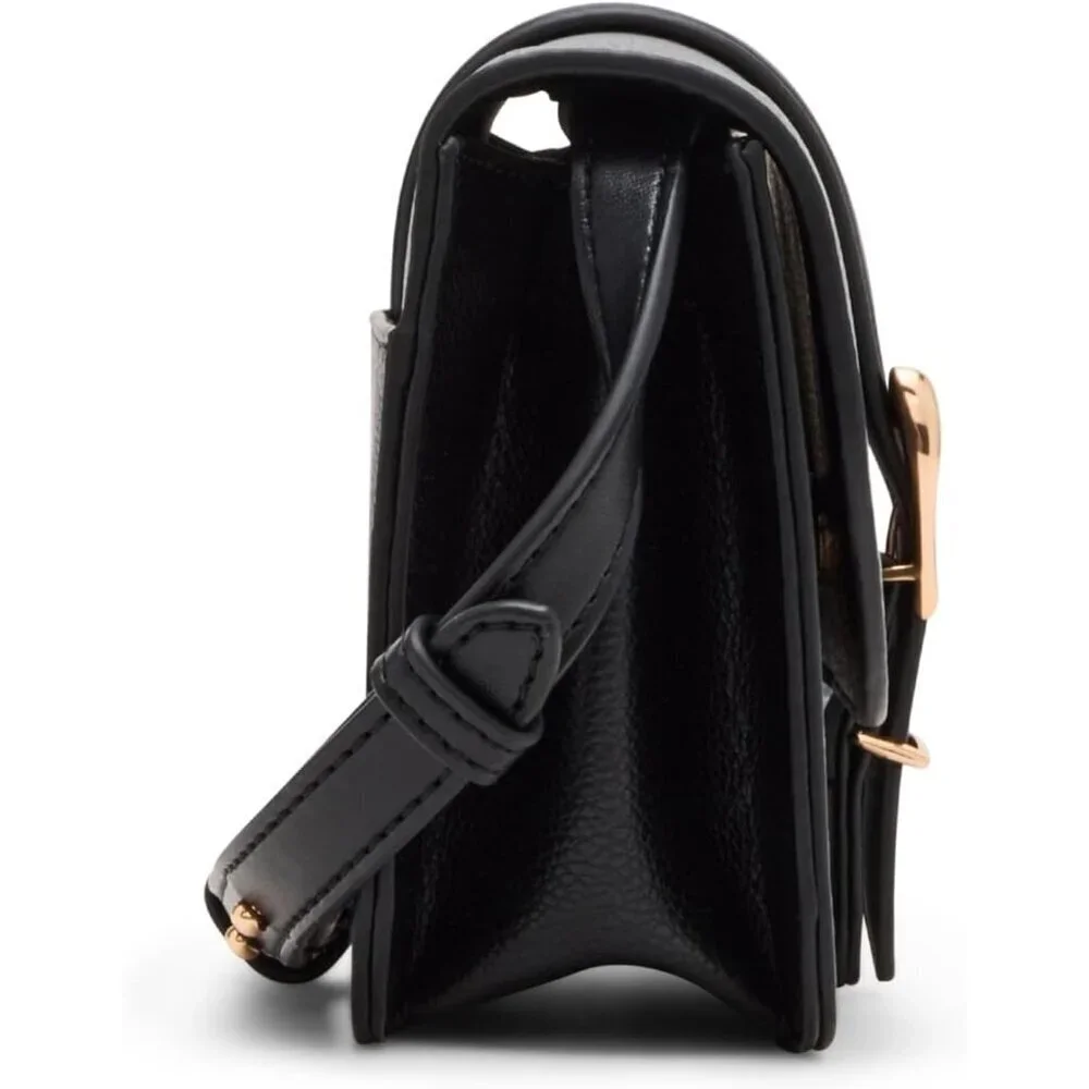 Womens Crossbody Bag Polyester Snap Buckle Flap Black Everyday Carry