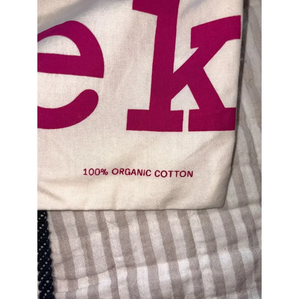Marimekko Organic Cotton Canvas Tote Bag Cream Plum Magenta Logo Print