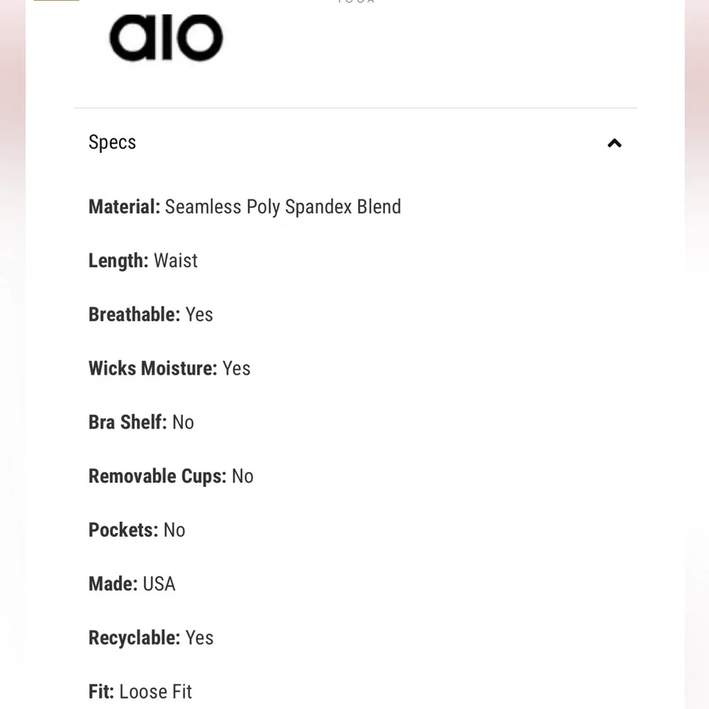 ALO Yoga breathable laser