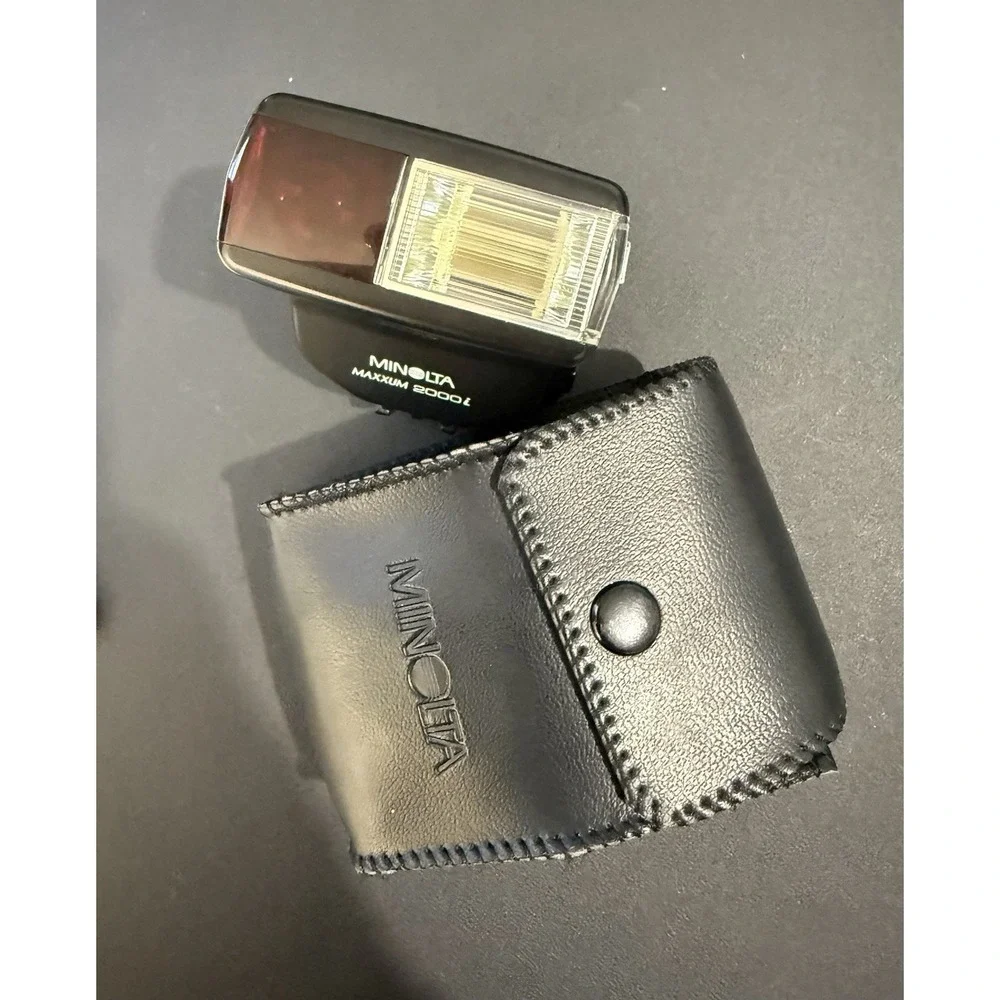 MINOLTA Maxxum 2000i Shoe Mount Flash With Case Photography Camera Photo