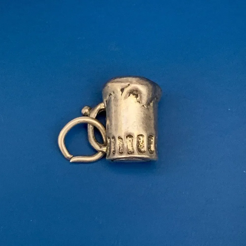 Beer Mug over flowing with foam Sterling Silver Jewelry Charm #party #beverages