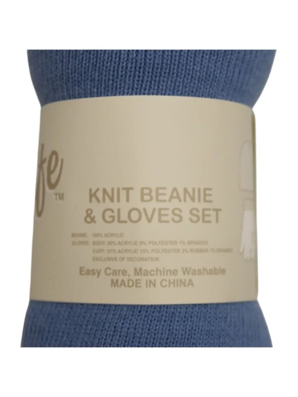 The Easy Life Blue Knit Beanie Hat Gloves Set Unisex Size L XL New