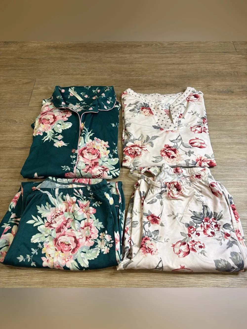 Flora Nikrooz Sleepwear Bundle - 2 Floral Pajama Sets (4 Pieces Total) S/M