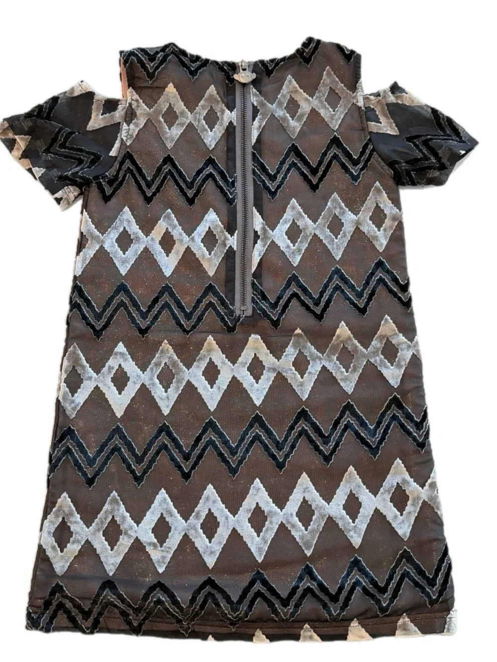Appaman Girls' Dress Set Black Faux Leather & Chevron Print Velvet