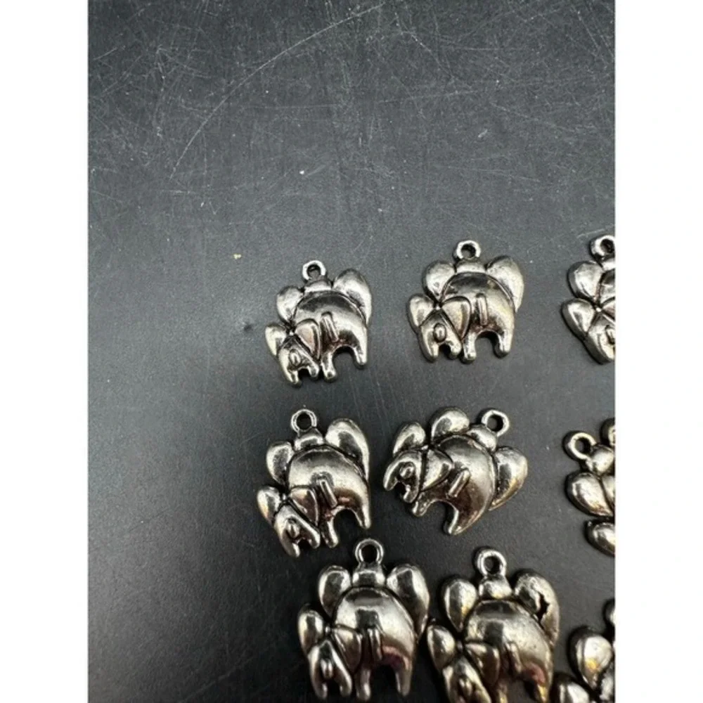 Elephant Rear Ends Adult & Child Charms Pendants Lot of 9 Silver tone 5/8