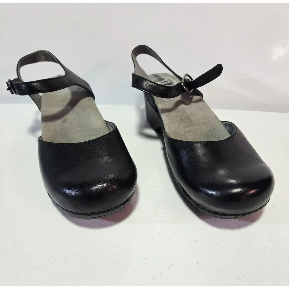 Dansko Sam Mary Jane Closed Toe Sandals Black Leather EU41 US 10.5-11