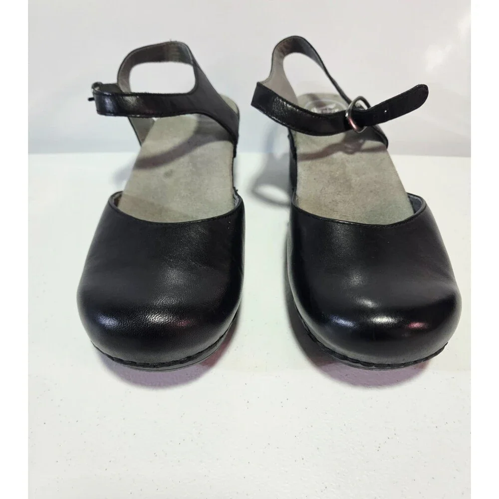 Dansko Sam Mary Jane Closed Toe Sandals Black Leather EU41 US 10.5-11