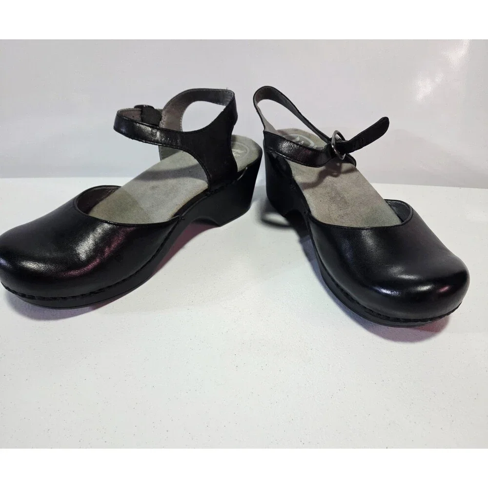 Dansko Sam Mary Jane Closed Toe Sandals Black Leather EU41 US 10.5-11