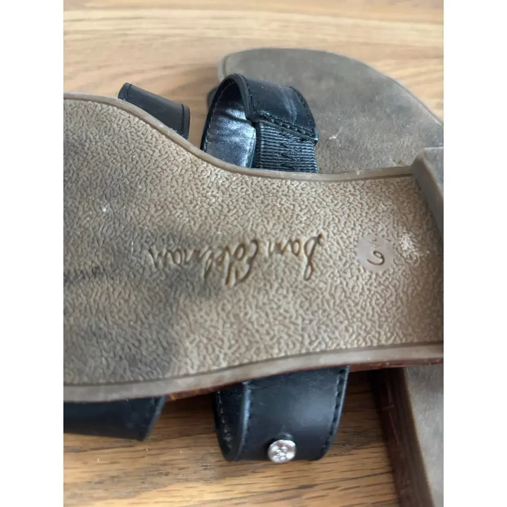Sam Edelman Byrna Strappy Slide Sandals Black Leather Flat Open Toe Size 6