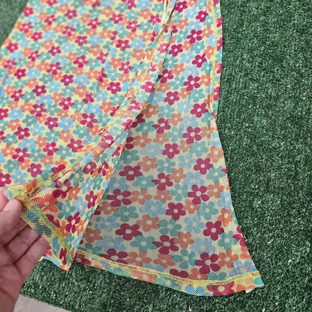 NWT Forever 21 Cover up Dress Womens L Floral Slit Open Side