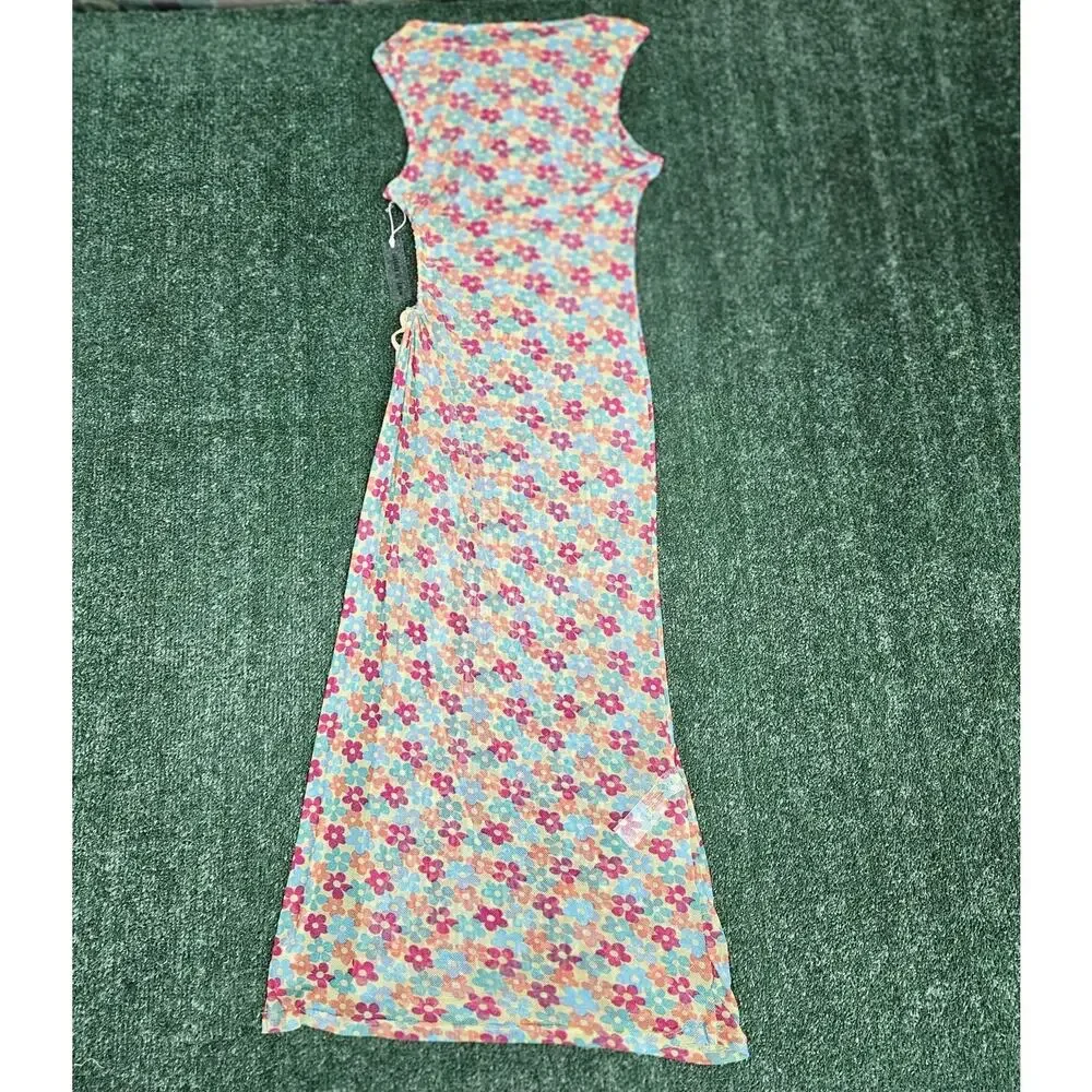 NWT Forever 21 Cover up Dress Womens L Floral Slit Open Side