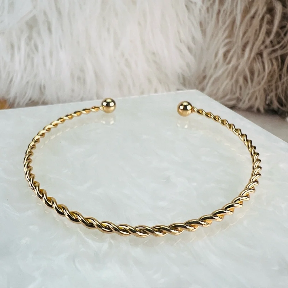Elegant Goldtone Thin Stacking Cuff Bracelet