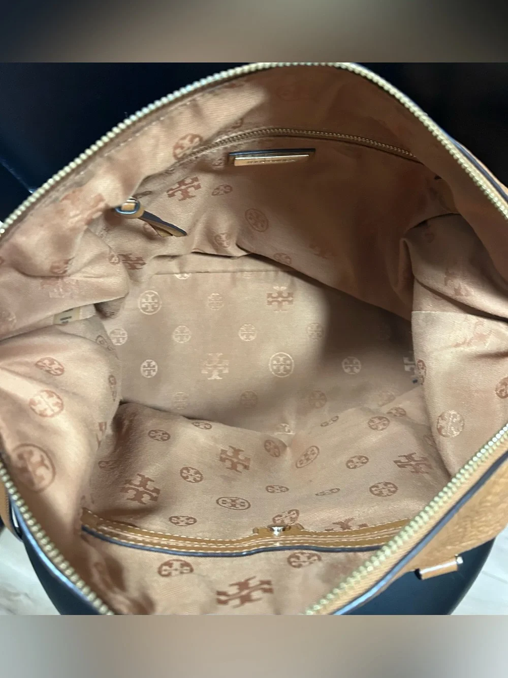 TORY BURCH Taylor Satchel Cognac Braided-Handle Leather Tote