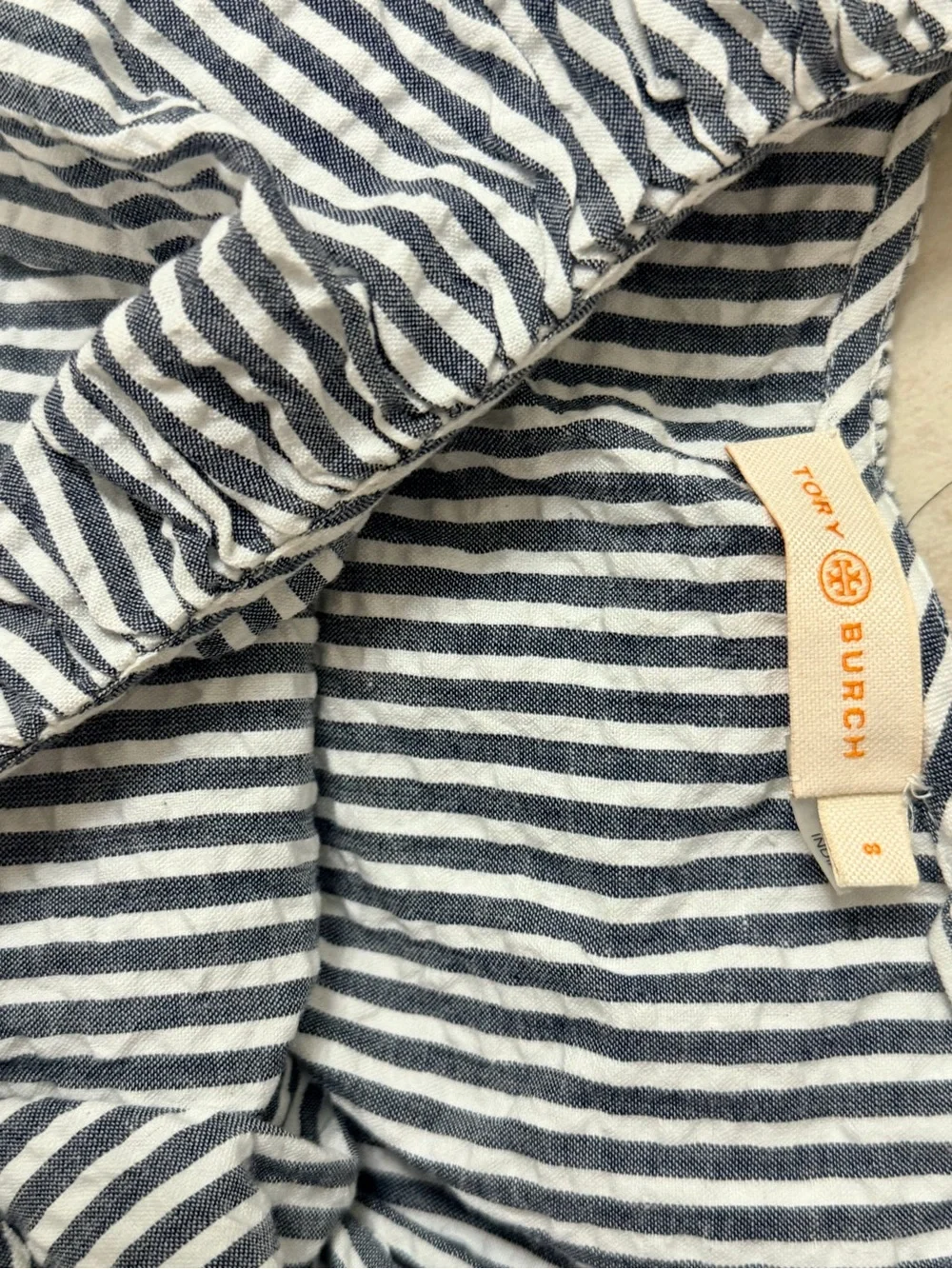 Tory Burch Blue & White Striped Maxi Dress