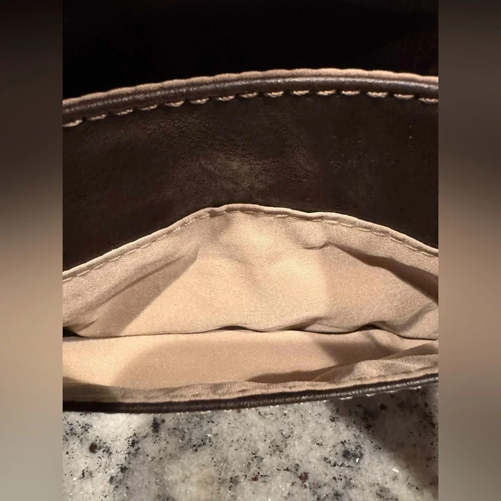 Nine West Dark Brown Leather Wristlet and Pouch set no stains or wear