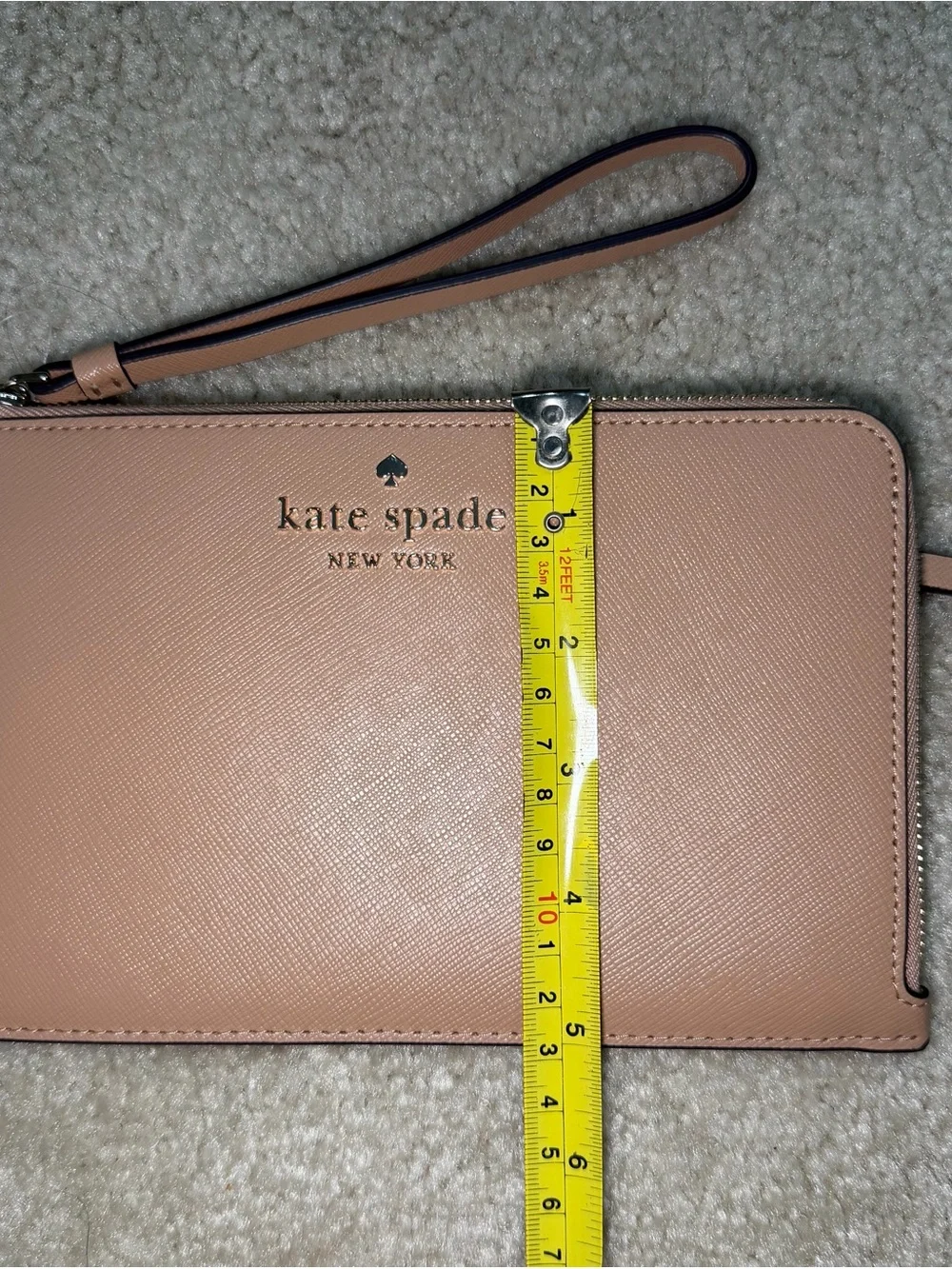 Kate Spade New York Lucy blush pink L-zip wristlet card wallet saffiano leather