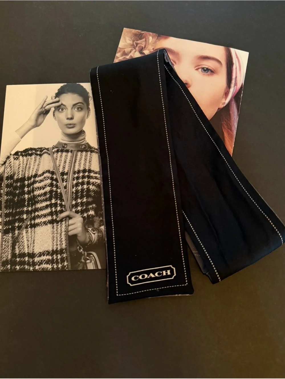 Coach Gray & Black Signature Skinny Scarf