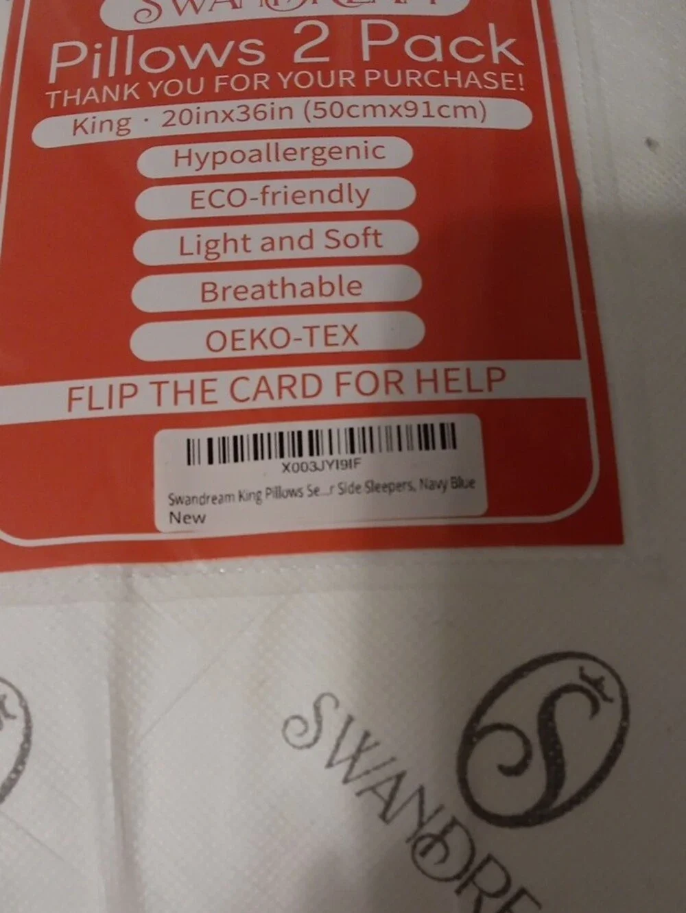 ANDREA FENZI White Pillow Pair with Orange Label
